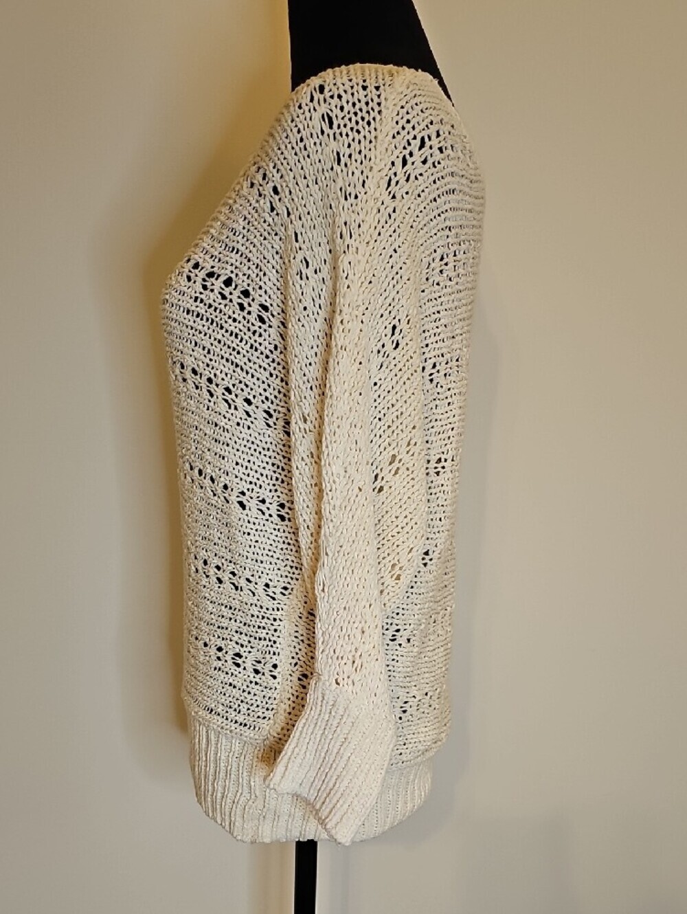 American Eagle Outfitters Cream Open-Knit Scoop Neck Sweater - Picture 4 of 9